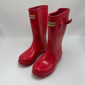 Hunter Girls Original Gloss Rain Boots Pink Size 12 Youth Waterproof Tall Wellie